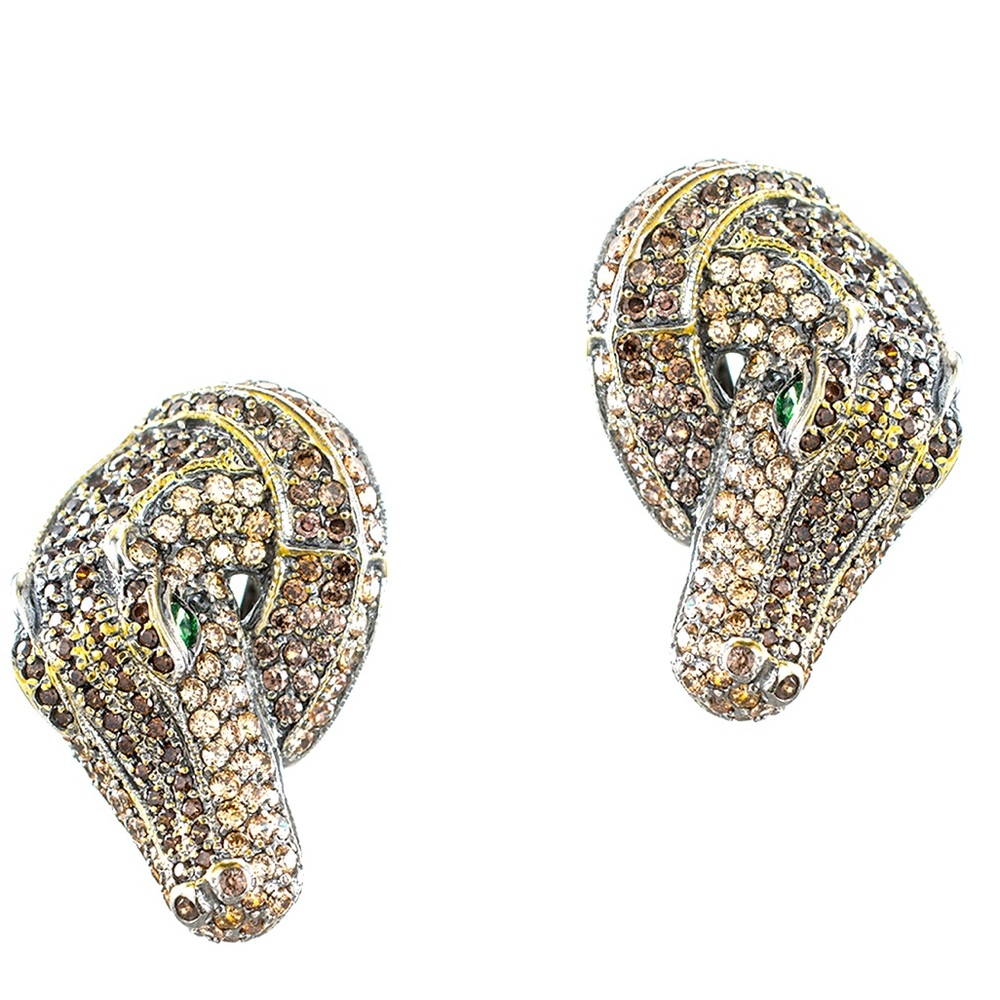 Jarin K alligator clip on earrings - champagne cubic zirconia crystals